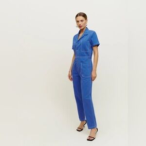Reformation Blue Morgan twill jumpsuit size 2